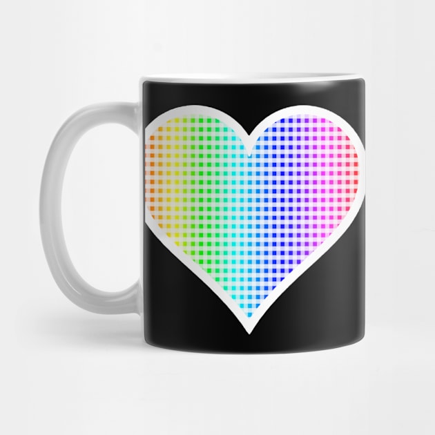 Rainbow and White Gingham Heart by bumblefuzzies